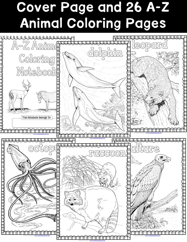 AZ Animal Coloring Pages Etsy