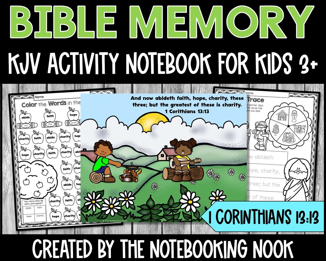 Bible Memory Verse (KJV) Activity Notebook for 1 Corinthians 13:13 - Etsy
