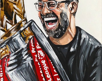 Klopp and Premier League Trophy Print. PRE-ORDER.