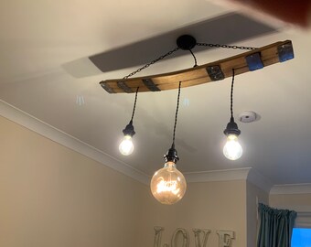 Vega Rustic Wine Barrel Stave Reclaimed Wood & Rust Metal Chandelier with Candle Light Vega Rustic Wine Barrel Stave Reclaimed Wood & Rust Metal Chandelier with Candle Light