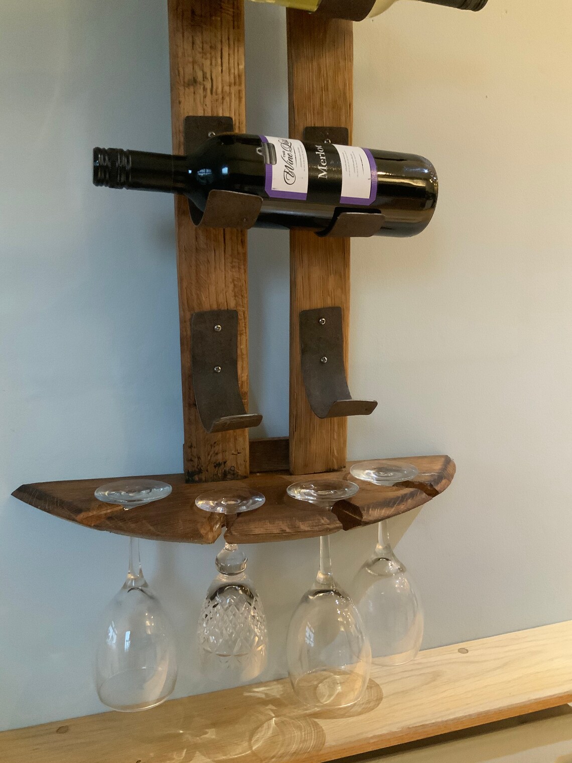 barrel stave wall wine rack