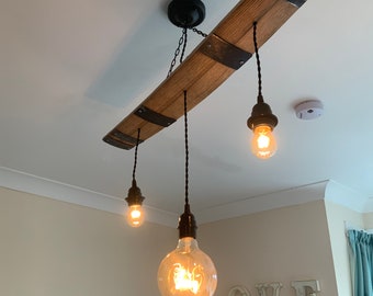 Whisky barrel stave light chandelier ceiling light. Home decor , lighting. Pendant light.