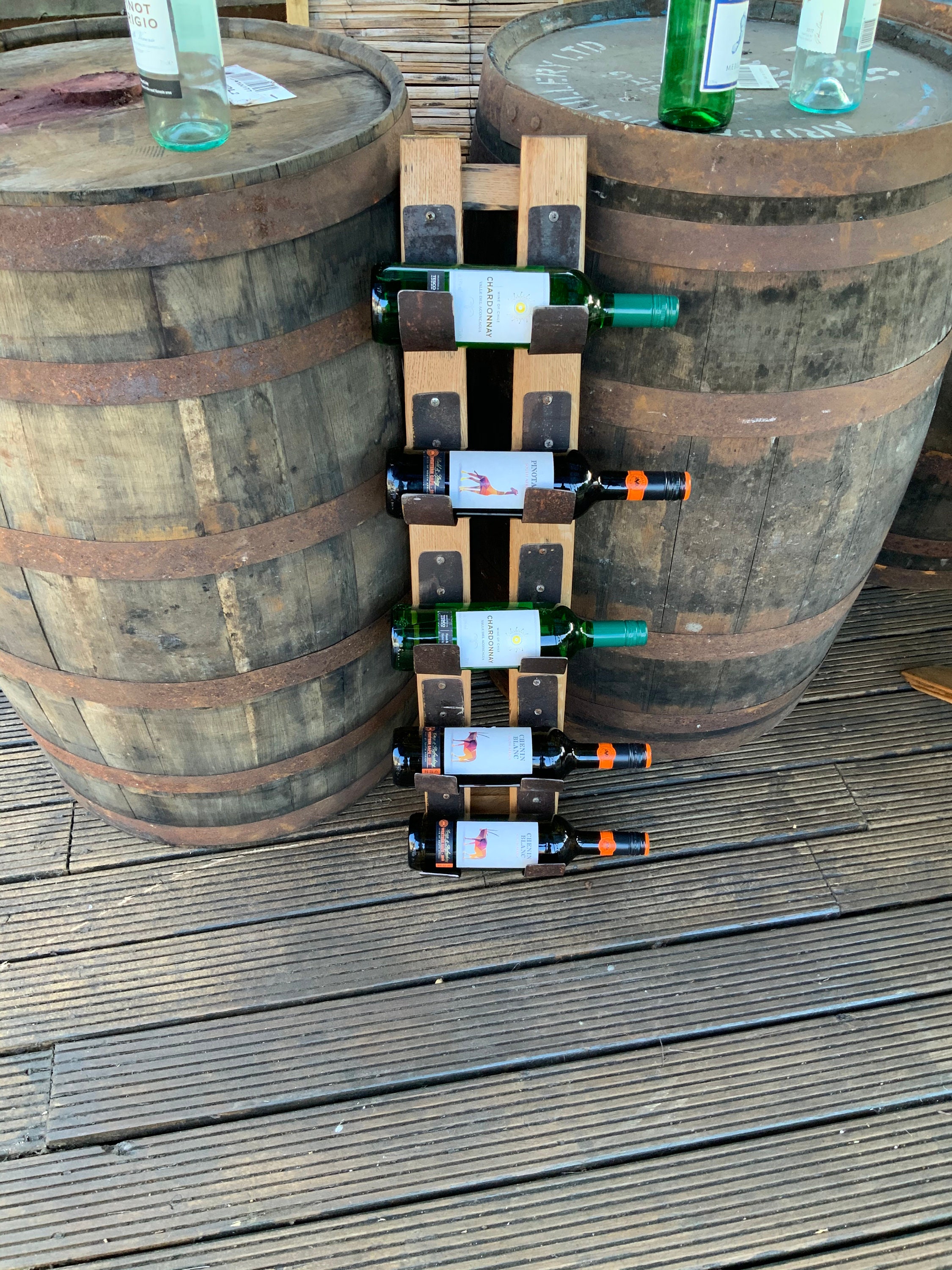 Wine Barrel Stave Wine Rack Recycled Oak and Hoops. Home Decor. Etsy