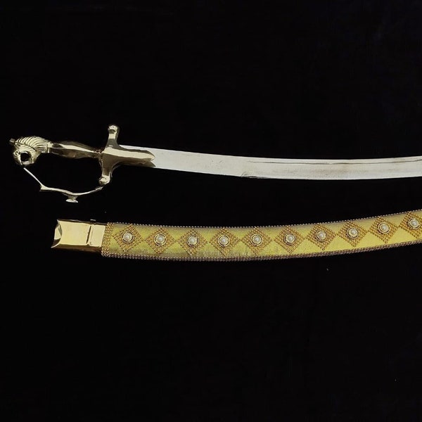 Off White Designer Scabbard, Wedding purpose sword, groom sword, blunt blade, brass hilt ,order now, free shipping