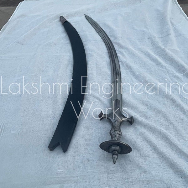 Special Pure Sarabloh, punjabi light weight, shastar ,CARBON steel tegha handicraft, rexin scabbard, with scabbard accessory, blunt edge ,