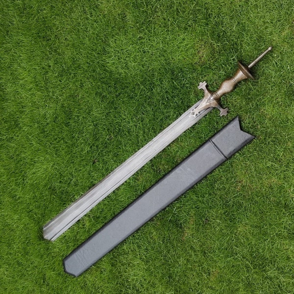 Punjabi Antique  LOOK Traditional Double Edge KHANDA Sword, sarabloh hilt and mild steel high carbon blade, free shipping, order now