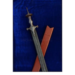 Battle Ready Indian Khanda Sword, with traditional rajput hilt, forged and tempered blade, blunt edges ,sikh punjabi sword, free shipping image 1