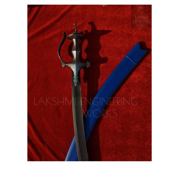 Artistic Sikh Religious TEGH Sword, hard iron blade, forged and tempered blade, punjabi religious  handicraft, free shipping ,order now