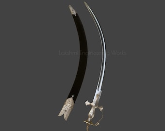 Black Velvet Authentic Wootz Steel Blade , Blunt Edge, Indian Traditional Goliya Sword, Free shipping
