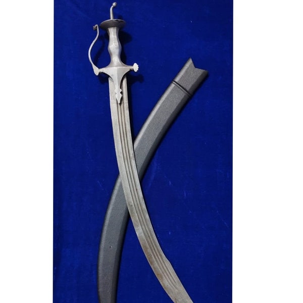 ANTIQUE WOOTZ Tegha talwar, indian tegha sword, handforged tulwar, wootz antique metal , hand forged blade and hilt, heavy duty blade..