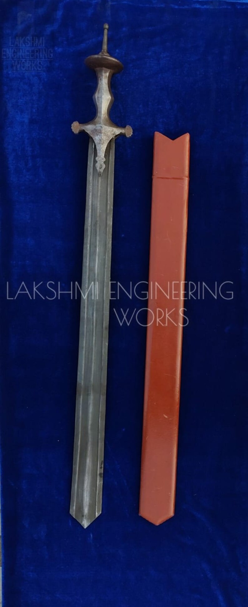 Battle Ready Indian Khanda Sword, with traditional rajput hilt, forged and tempered blade, blunt edges ,sikh punjabi sword, free shipping image 6