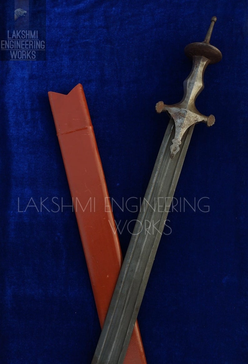 Battle Ready Indian Khanda Sword, with traditional rajput hilt, forged and tempered blade, blunt edges ,sikh punjabi sword, free shipping image 4