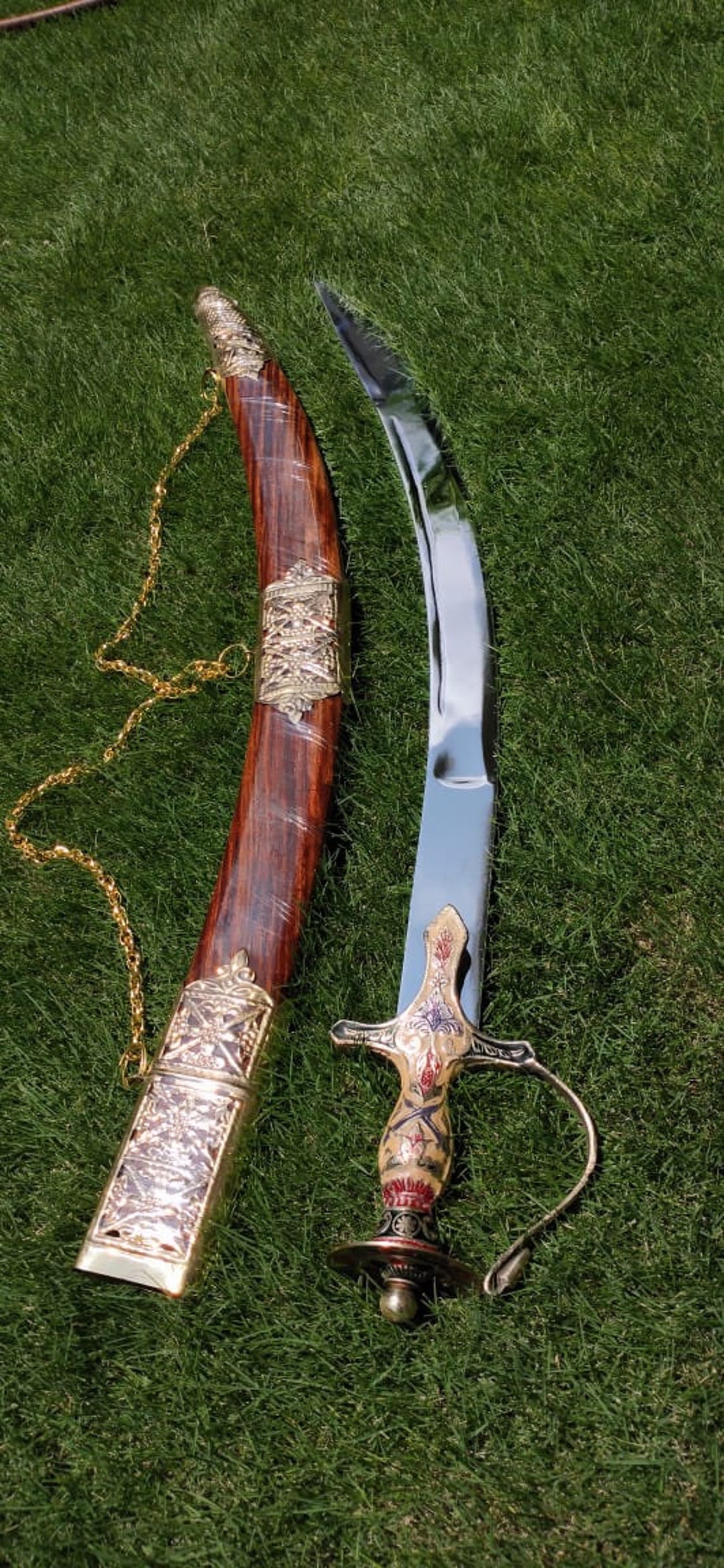 INDIAN Rajput Sword Metal Bladereal Swordbrass Etsy