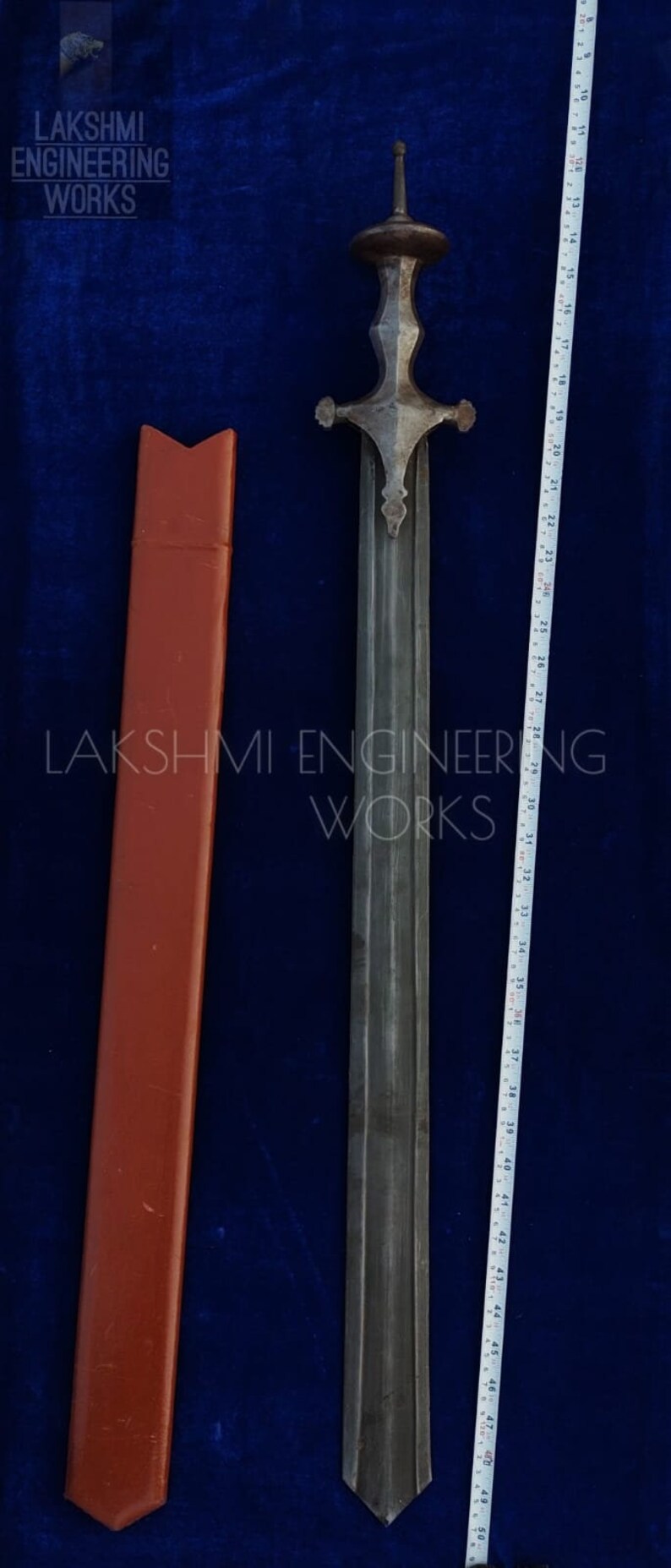 Battle Ready Indian Khanda Sword, with traditional rajput hilt, forged and tempered blade, blunt edges ,sikh punjabi sword, free shipping image 3