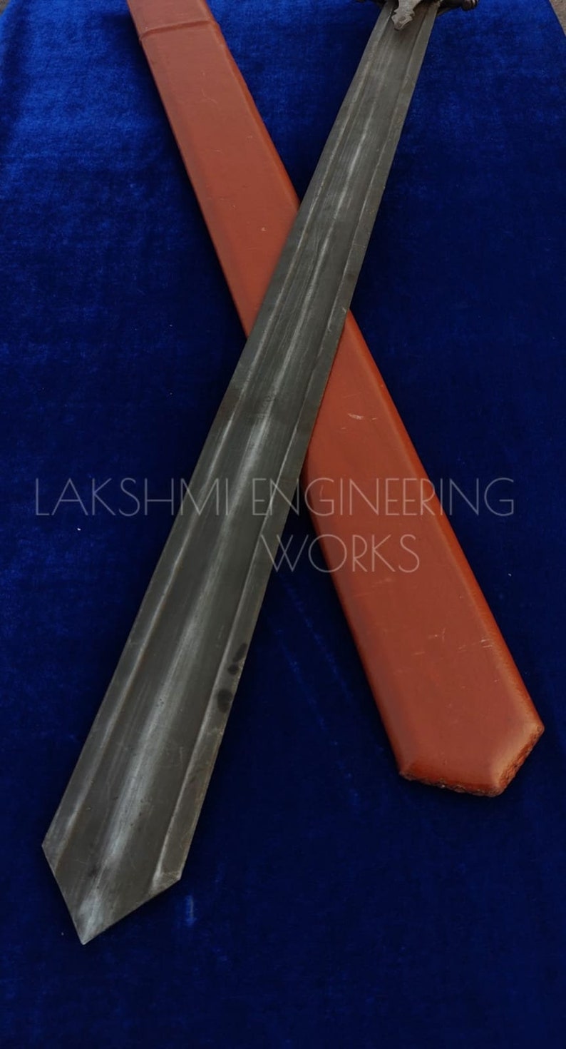Battle Ready Indian Khanda Sword, with traditional rajput hilt, forged and tempered blade, blunt edges ,sikh punjabi sword, free shipping image 5