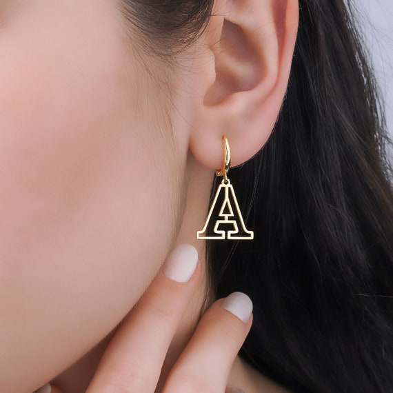 Alphabet Hoop Earring Dainty Earirng Initial Custom Earrings
