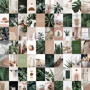 Wall Collage Kit, Botanical BOHO Aesthetic, DIGITAL DOWNLOAD, 70 pcs image 1