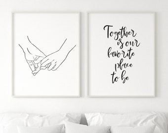 Together Is Our Favorite Place To Be, Above Bed Decor, Couple Holding Hands, Aesthetic Wall Art, Over the Bed Poster, Bedroom Printable