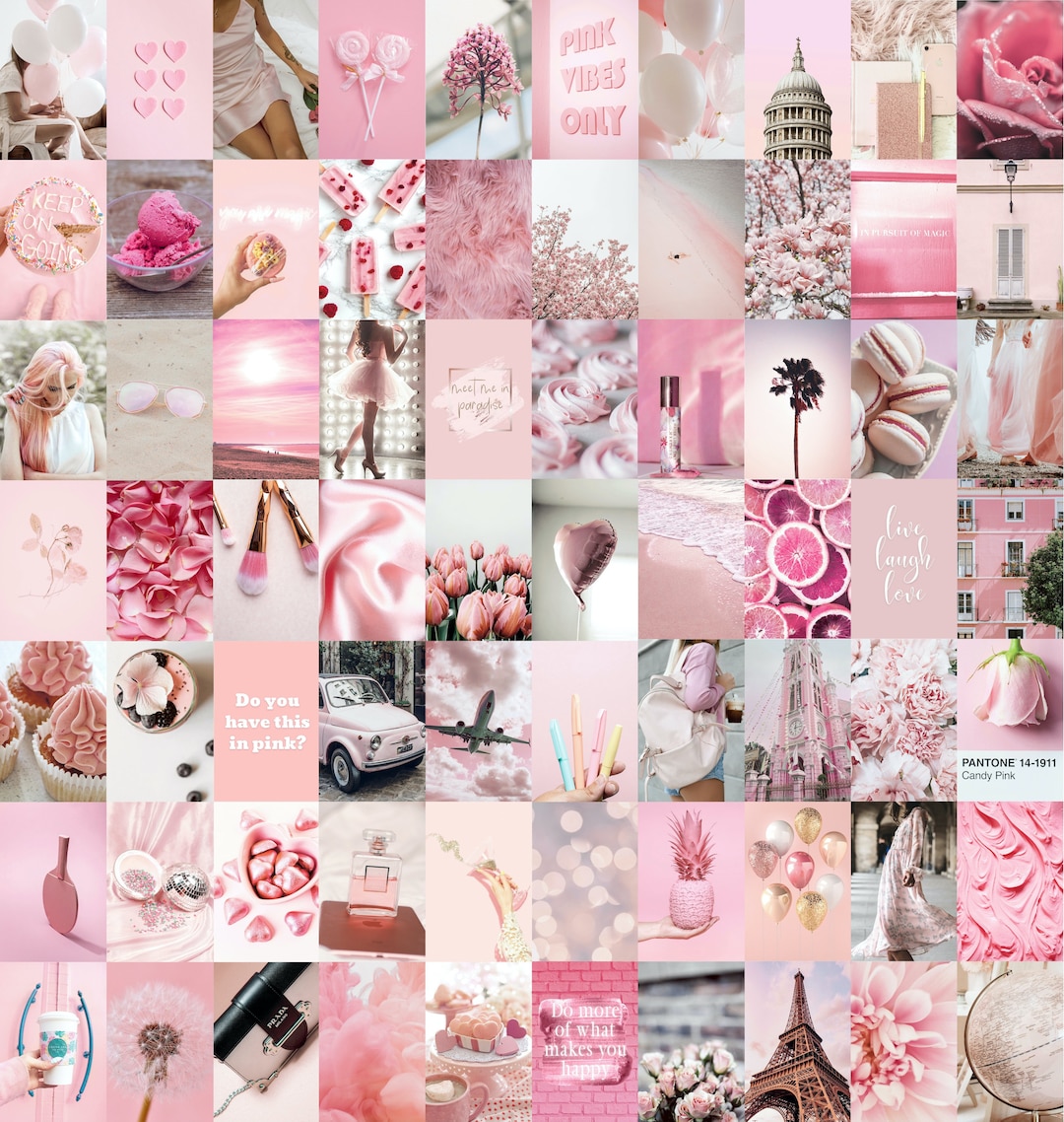 Wall Collage Kit Pink Collage Kit Soft Pink Light Pink - Etsy