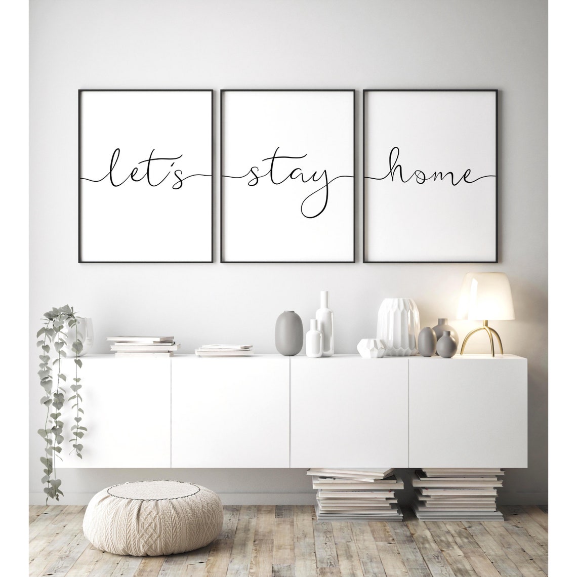 Lets Stay Home Sign Three Piece Wall Art Family Quote Print - Etsy