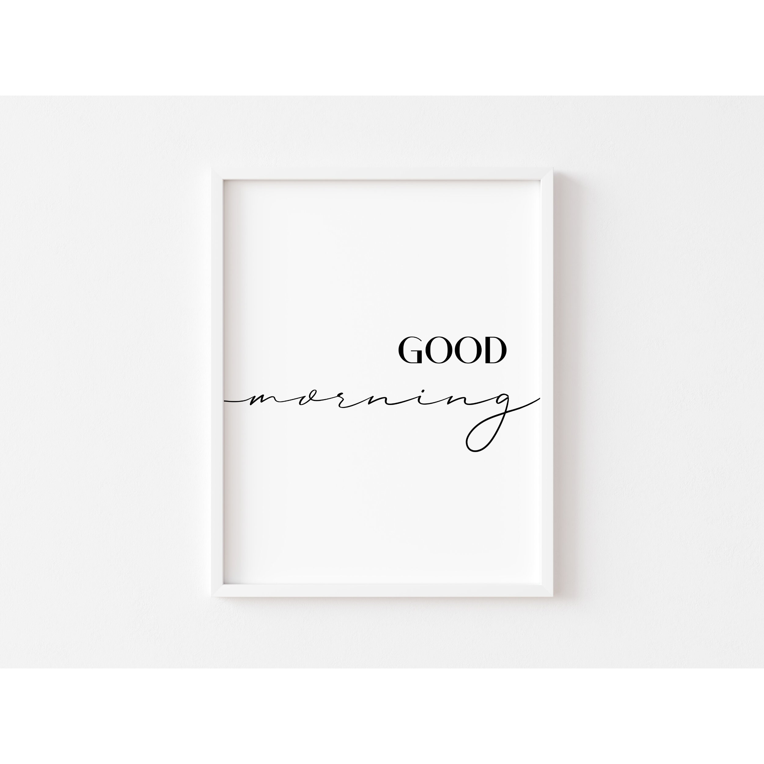 Good Morning Good Night Wall Art Above Bed Decor Printable Etsy