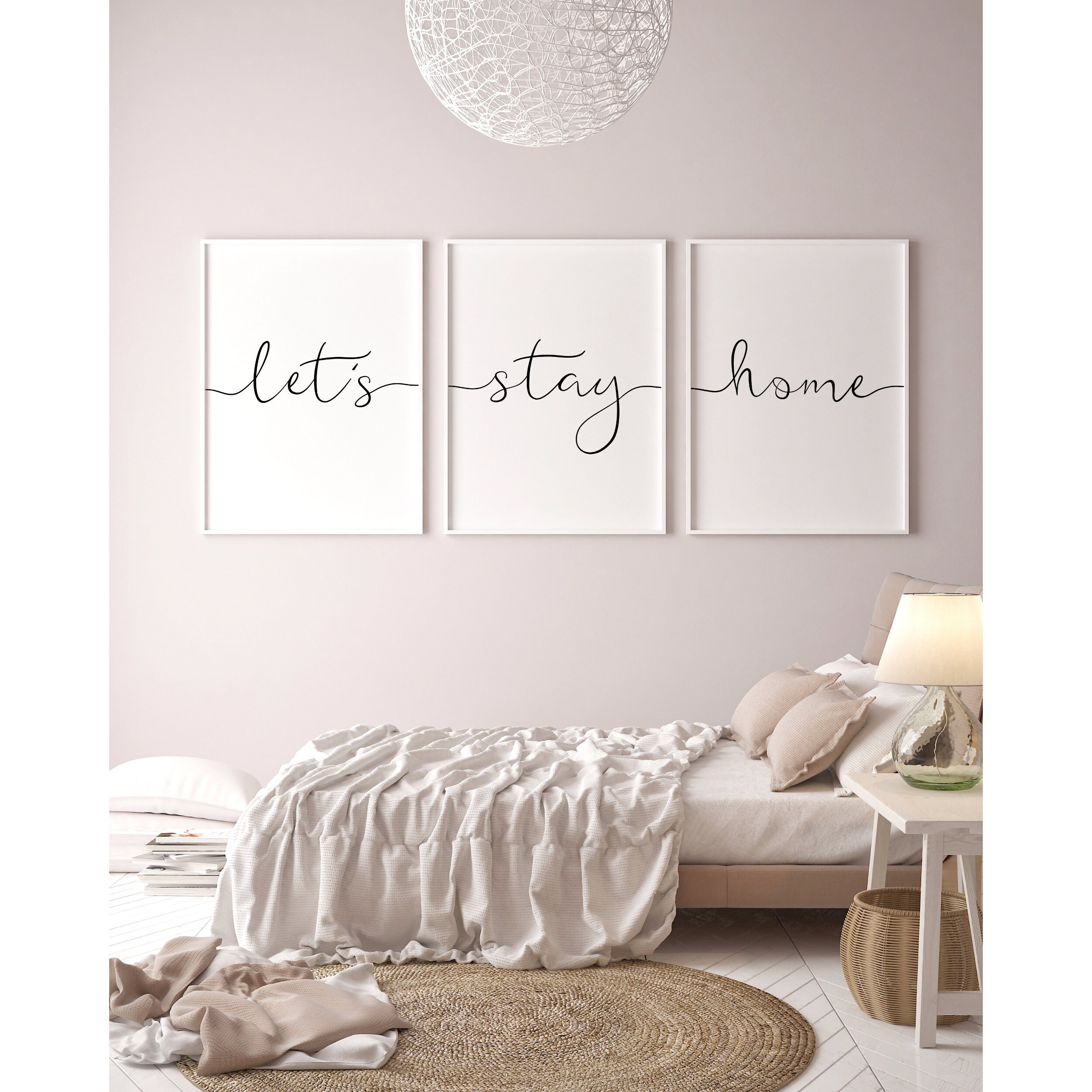 Lets Stay Home Sign Three Piece Wall Art Family Quote Print - Etsy