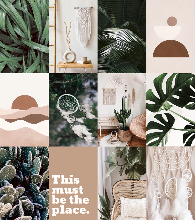 Wall Collage Kit, Botanical BOHO Aesthetic, DIGITAL DOWNLOAD, 70 pcs image 3