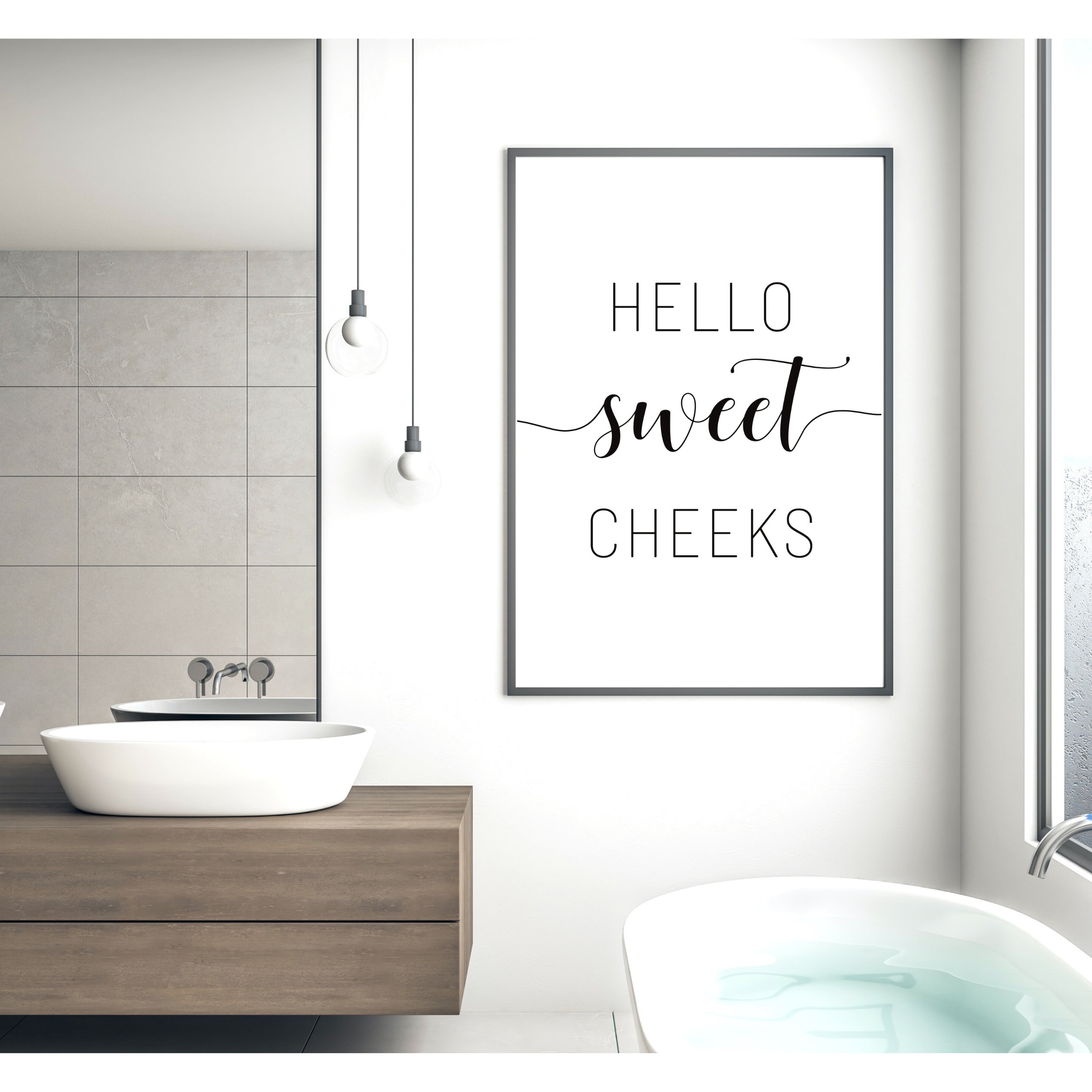 Hello Sweet Cheeks Cute Bathroom Sign Restroom Sign Bath Etsy
