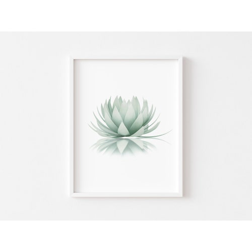 Sage Green Lotus Flower Above Bed Decor Lotus Flower Art Etsy