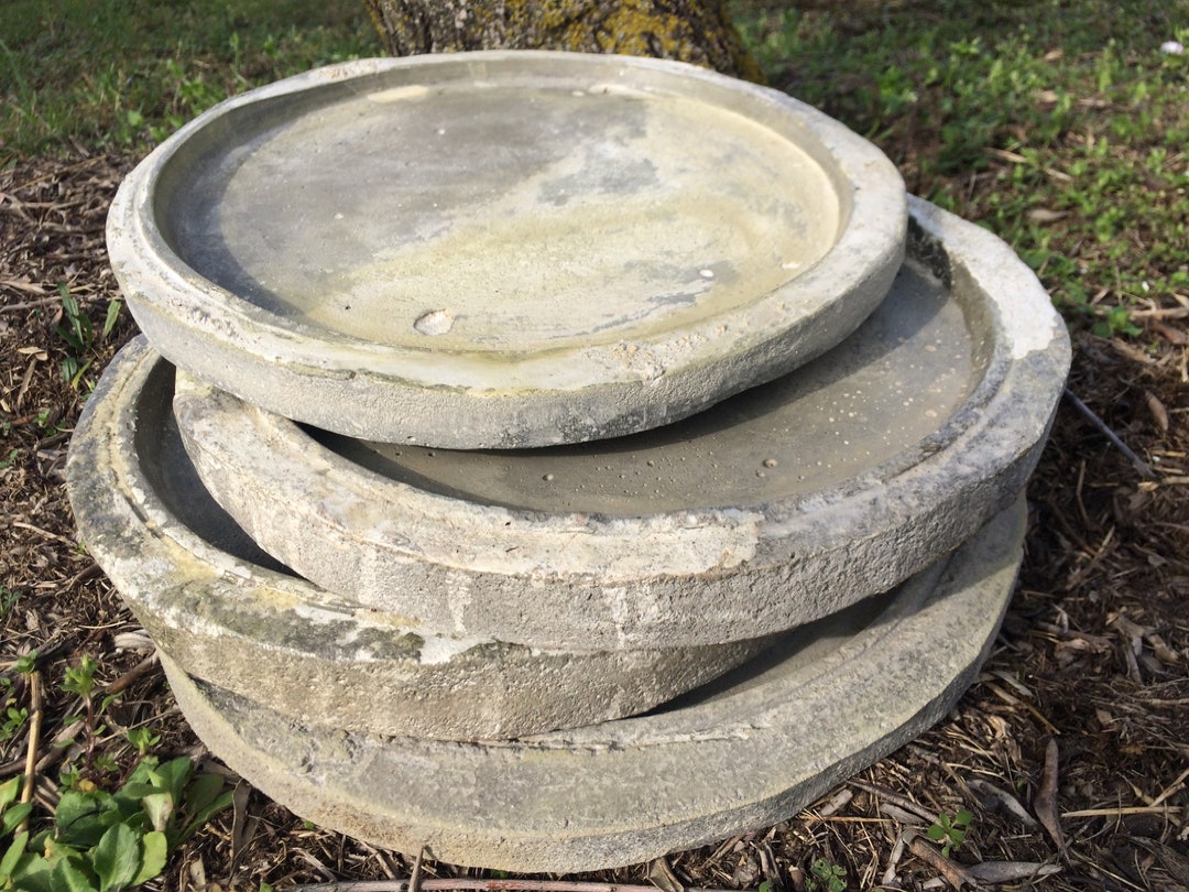 Large Concrete Plant Pot Saucer / Handmade Cement Rustic Plate Tray