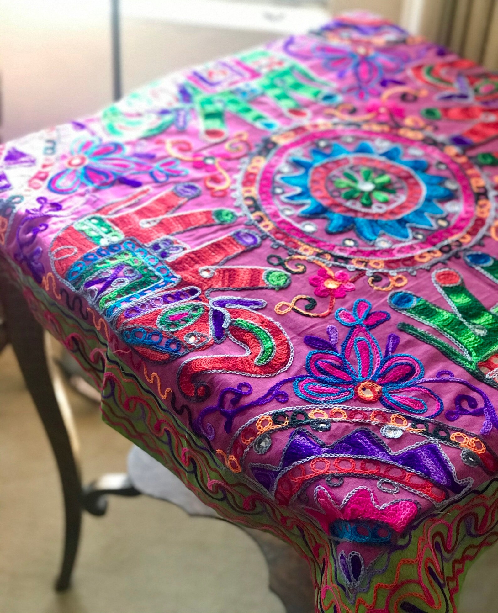 Table Cloth Wall Hanging Tapestry Runner Throw Ethnic Indian Hand Made