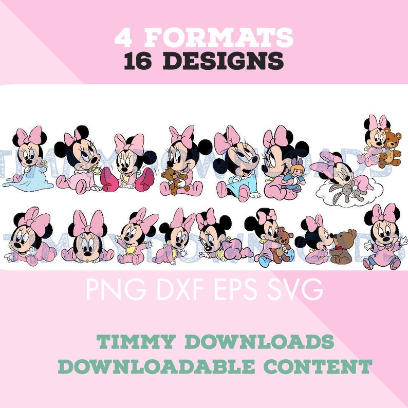 Download Minnie Mouse Baby Minnie Flower Cricut svg Silhouette | Etsy