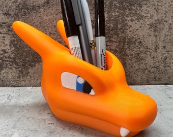Orange Dragon Pen Holder / Orange Dragon Planter