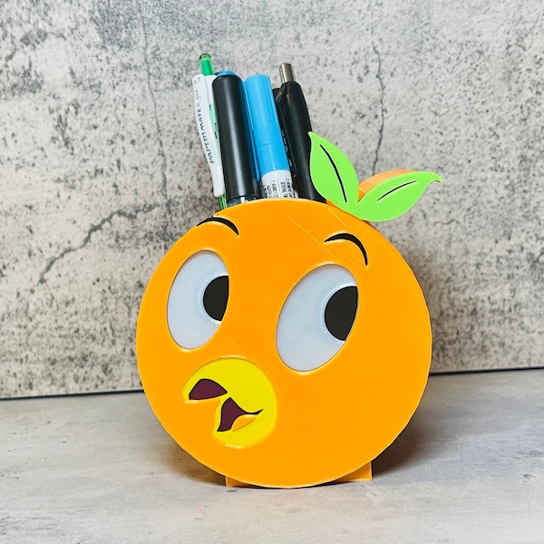 Stift und Stiftehalter | Orange Vogel Schminkpinselhalter | Markerhalter | Stift und Federmäppchen