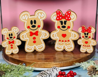 Gingerbread Mickey and Minnie Tier Tray Christmas Decorations