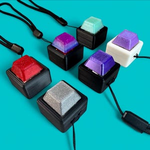 1 Key Mechanical Keyboard Clicker Keychain – Choose Keycap Color, Base Color & Switch Type – Fidget Toy – Stress Relief