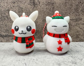 Adornos navideños de muñeco de nieve de Pika y Snor