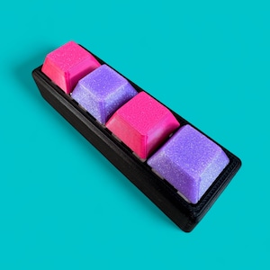 4 Key Mechanical Keyboard Clicker Keychain – Choose Keycap Color, Base Color & Switch Type – Fidget Toy – Stress Relief