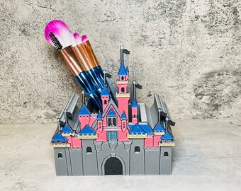 Porta-pincel de maquiagem do Castelo da Disneylândia | Acessórios de mesa da Bela Adormecida | Organizador de cosméticos