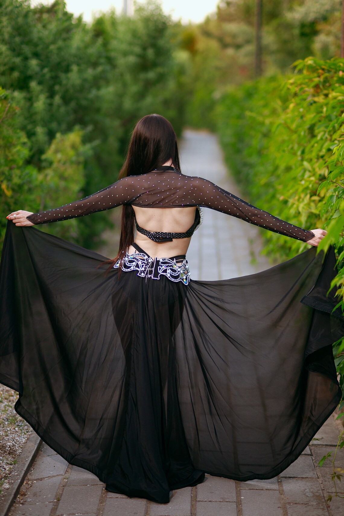 Belly dance costume professional royal black color with Etsy