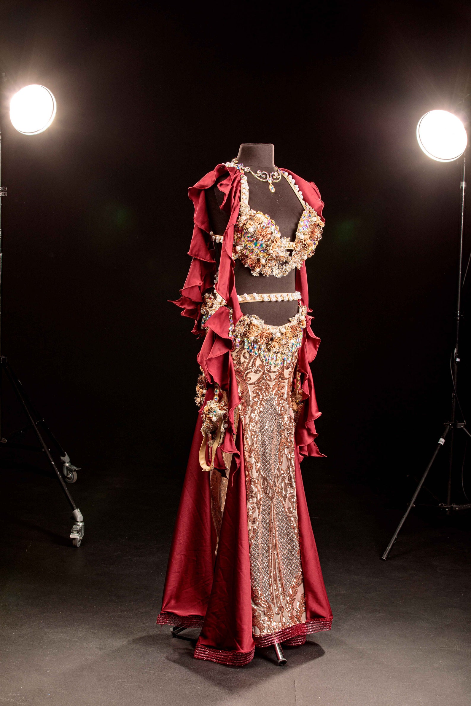 Belly dance costume professional golden color with rhinestone Etsy