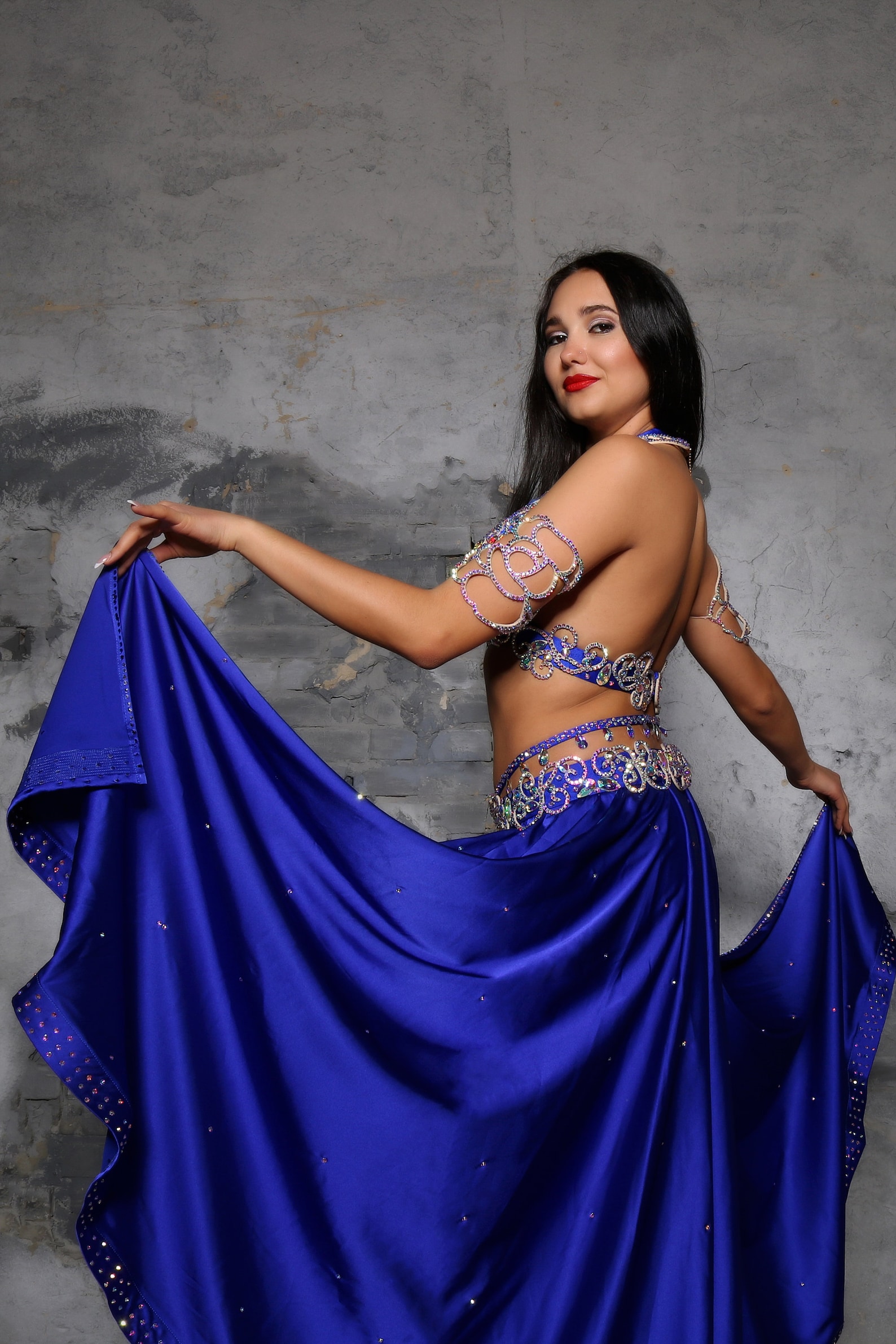 Professional belly dance royal blue costume オリエンタルダンスの衣装 Etsy