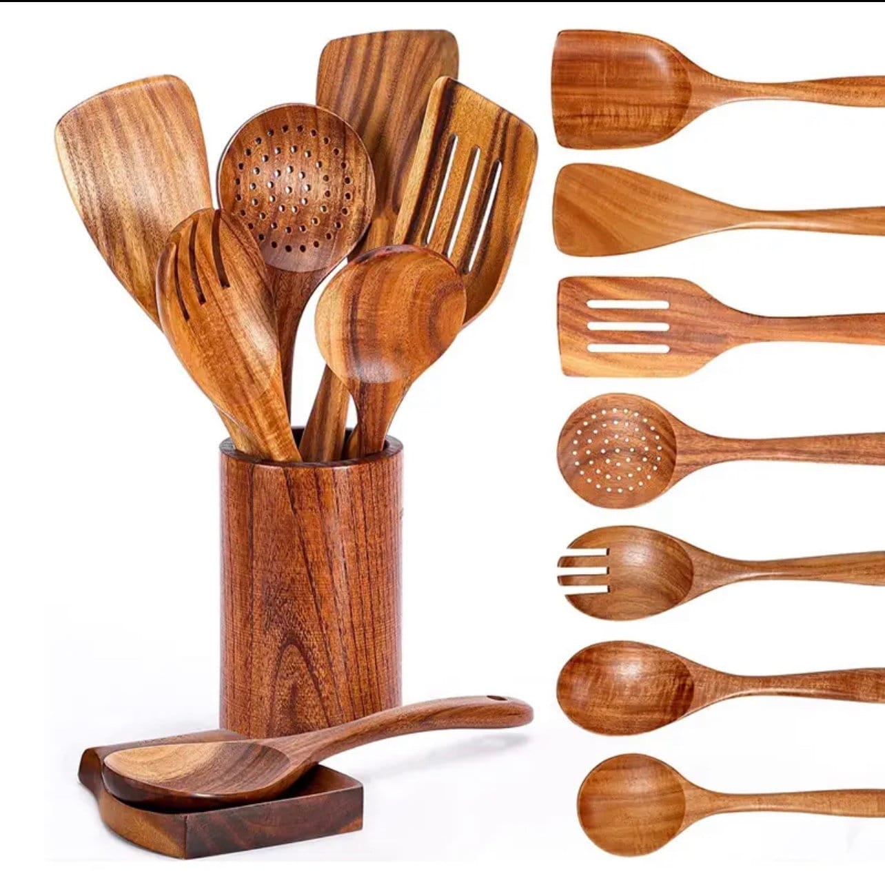 Premium Teak Wood Kitchen Utensil Set 7/9/10/11/13 Pieces Etsy