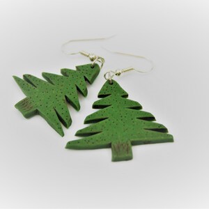Christmas tree earrings, Fir tree earrings, Christmas tree, Polymer clay dangle earrings