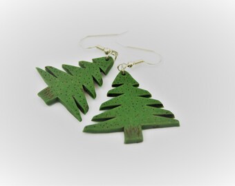 Boucles d'oreilles arbre de Noël, boucles d'oreilles sapin, arbre de Noël, boucles d'oreilles pendantes en pâte polymère