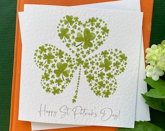 Happy St Patrick's Day card, original shamrock watercolour painting, greetings card