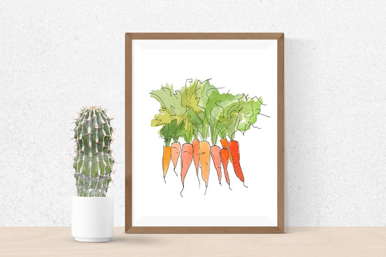 carrot watercolour vegetable painting vegetable art kitchen art kitchen wall art Print only Carrot painting