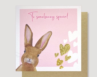 To somebunny special watercolour card, Valentines or anniversary card for him or her