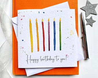 Happy birthday to you greetings card, birthday candles card, unisex birthday card, send direct card