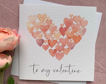 Heart of hearts watercolour Valentines Day card for her or him